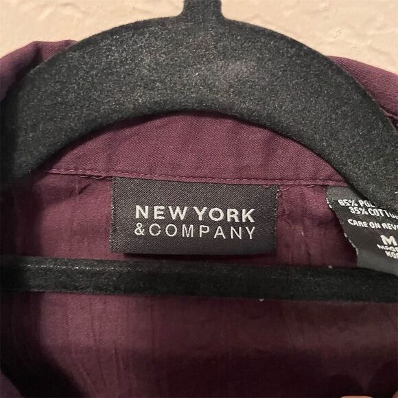 New York & Company Women's Red Long Sleeve Button-Up Blouse Size M - Picture 7 of 7